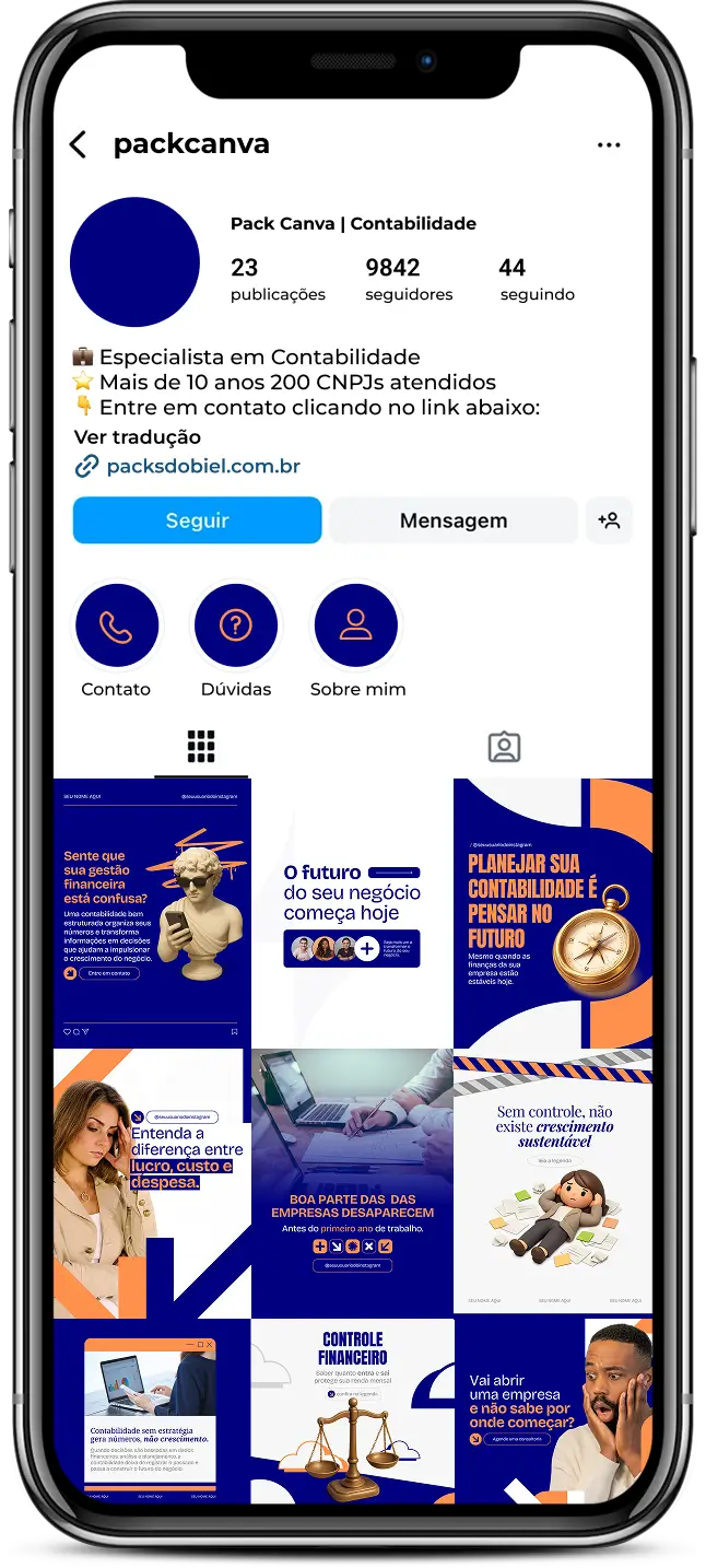 Pack de posts editáveis para Instagram contabilidade com foco em empresas