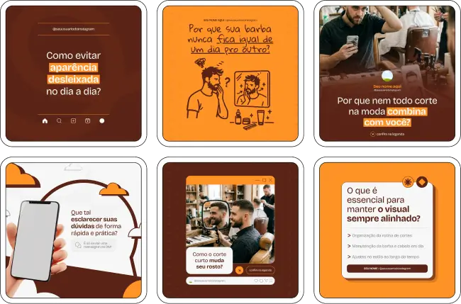 Pack Canva barbearia com posts prontos para social media de barbearia