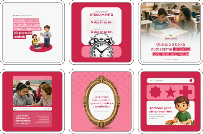 Pack de templates editáveis no Canva para fisioterapeutas que atendem cães e gatos, facilitando conteúdos sobre protocolos de reabilitação, fisioterapia preventiva, cuidados pós-trauma, desenvolvimento físico e qualidade de vida dos animais.