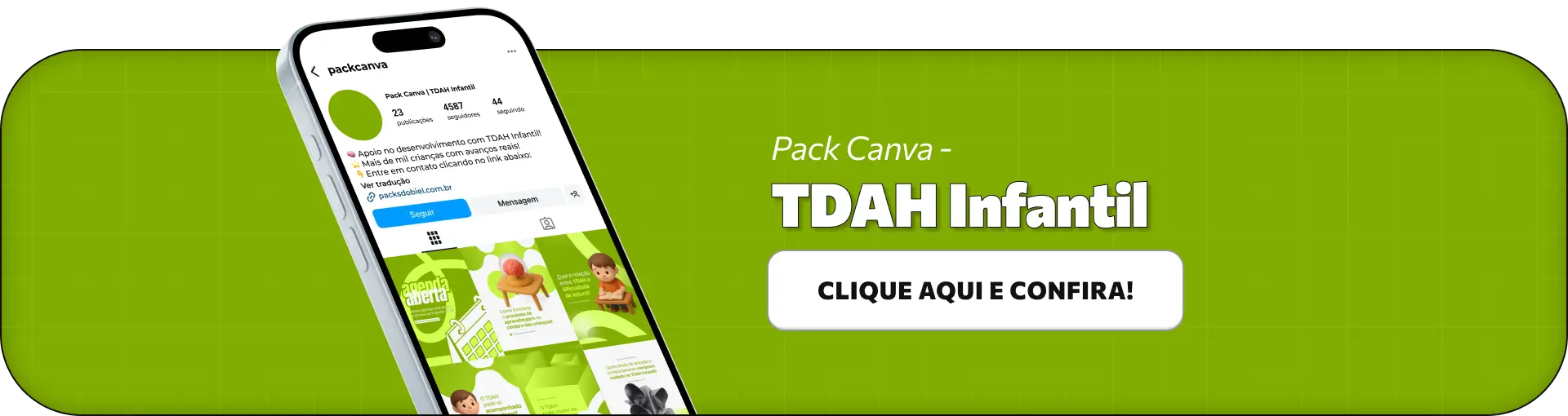 Pack de posts editáveis no Canva para psicólogos, neuropsicólogos e profissionais que atendem crianças com TDAH, ideal para criar conteúdos sobre atenção, impulsividade, comportamento, rotina, adaptação escolar e orientação para pais, mantendo um feed educativo e profissional no Instagram.