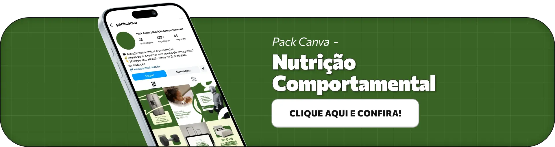 Mockup de pack de posts editáveis no Canva para nutricionistas que atuam com nutrição comportamental, com conteúdos sobre comportamento alimentar, fome emocional, relação com a comida, hábitos e consciência alimentar, ideal para quem busca ampliar o conteúdo no Instagram com um feed organizado e profissional.