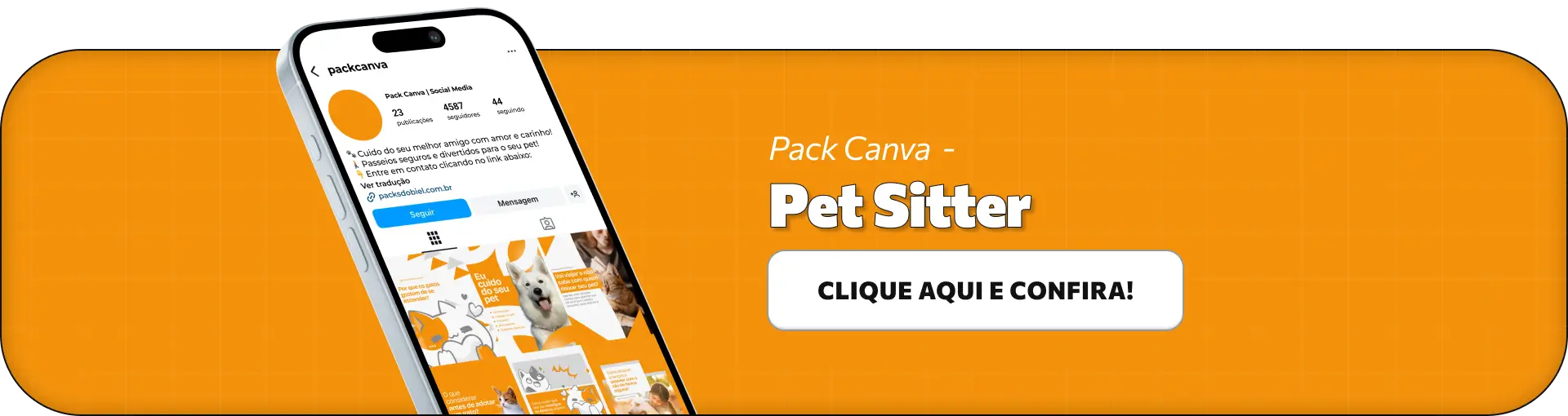 Pack de posts editáveis no Canva para pet sitters que desejam criar conteúdos sobre cuidados domiciliares, rotina dos pets, alimentação, companhia e bem-estar animal, transmitindo confiança e profissionalismo para tutores.