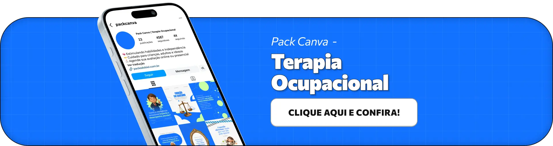 Pack de posts editáveis no Canva para terapeutas ocupacionais que desejam criar conteúdos sobre autonomia, atividades da vida diária, reabilitação funcional, coordenação motora e estimulação cognitiva, mantendo um feed profissional e educativo no Instagram.