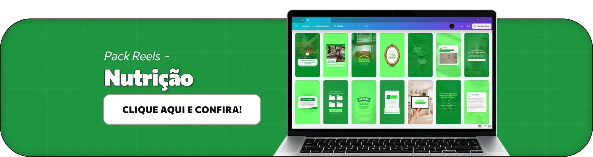 Pack de reels para nutrição com roteiros prontos para Instagram sobre alimentação saudável e reeducação alimentar