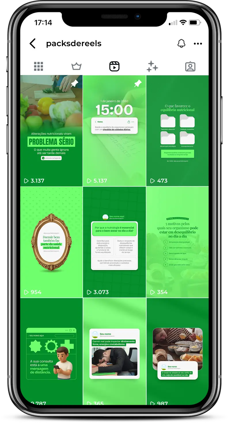 Reels para nutrólogos que produzem conteúdos sobre emagrecimento saudável, metabolismo, deficiências nutricionais, composição corporal e reeducação alimentar, ajudando pacientes a entenderem melhor a relação entre nutrição e saúde.
