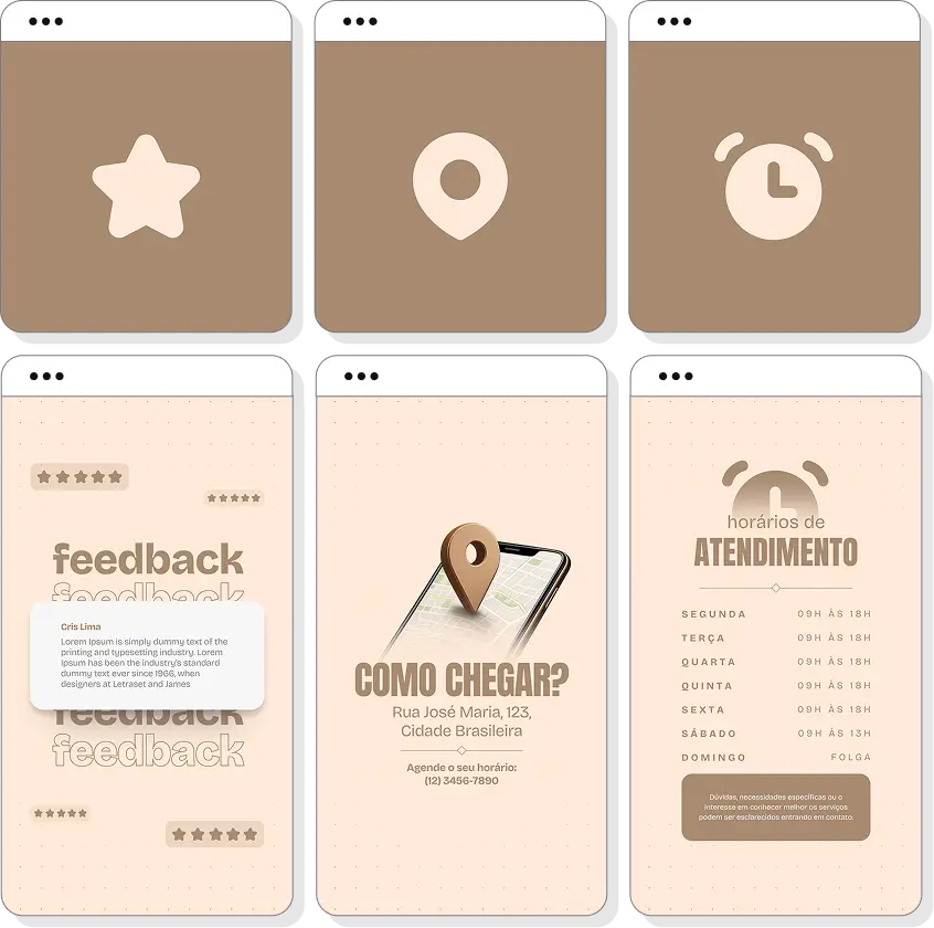 Bônus exclusivo com stories e capas para destaques editáveis, desenvolvidos para valorizar seu perfil e facilitar o acesso às principais informações, incluindo categorias como "Sobre Mim", "Soluções", "Feedbacks", "Agendamentos", "Dúvidas" e "Contato".