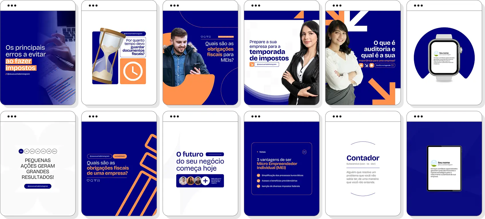 Social media para contabilidade com pack de posts editáveis no Canva para Instagram profissional