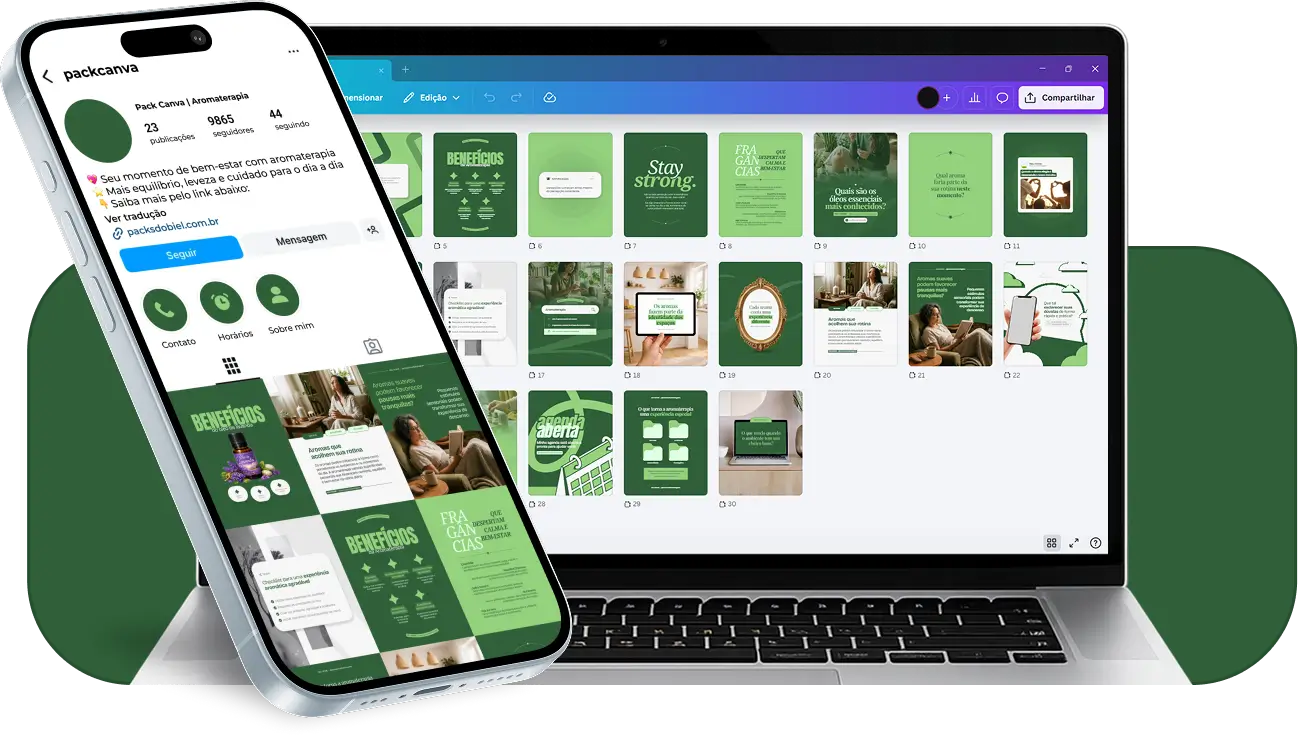 Social media aromaterapia com pack de posts para Instagram de óleos essenciais e saúde emocional