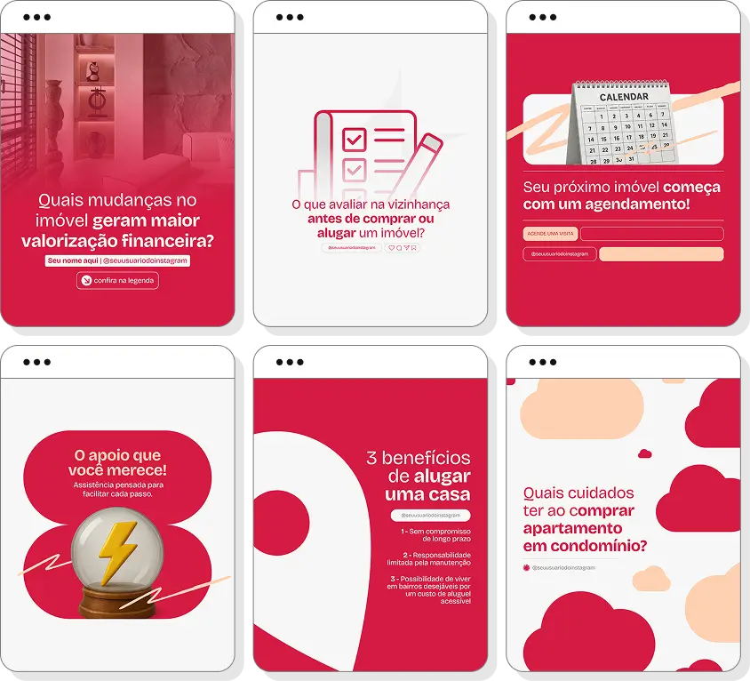 Pack Canva corretor de imóveis com artes para Instagram de imóveis residenciais e oportunidades imobiliárias