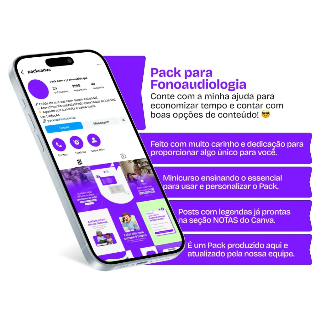 Pack de posts para fonoaudiologia com templates no Canva para Instagram sobre comunicação e linguagem humana