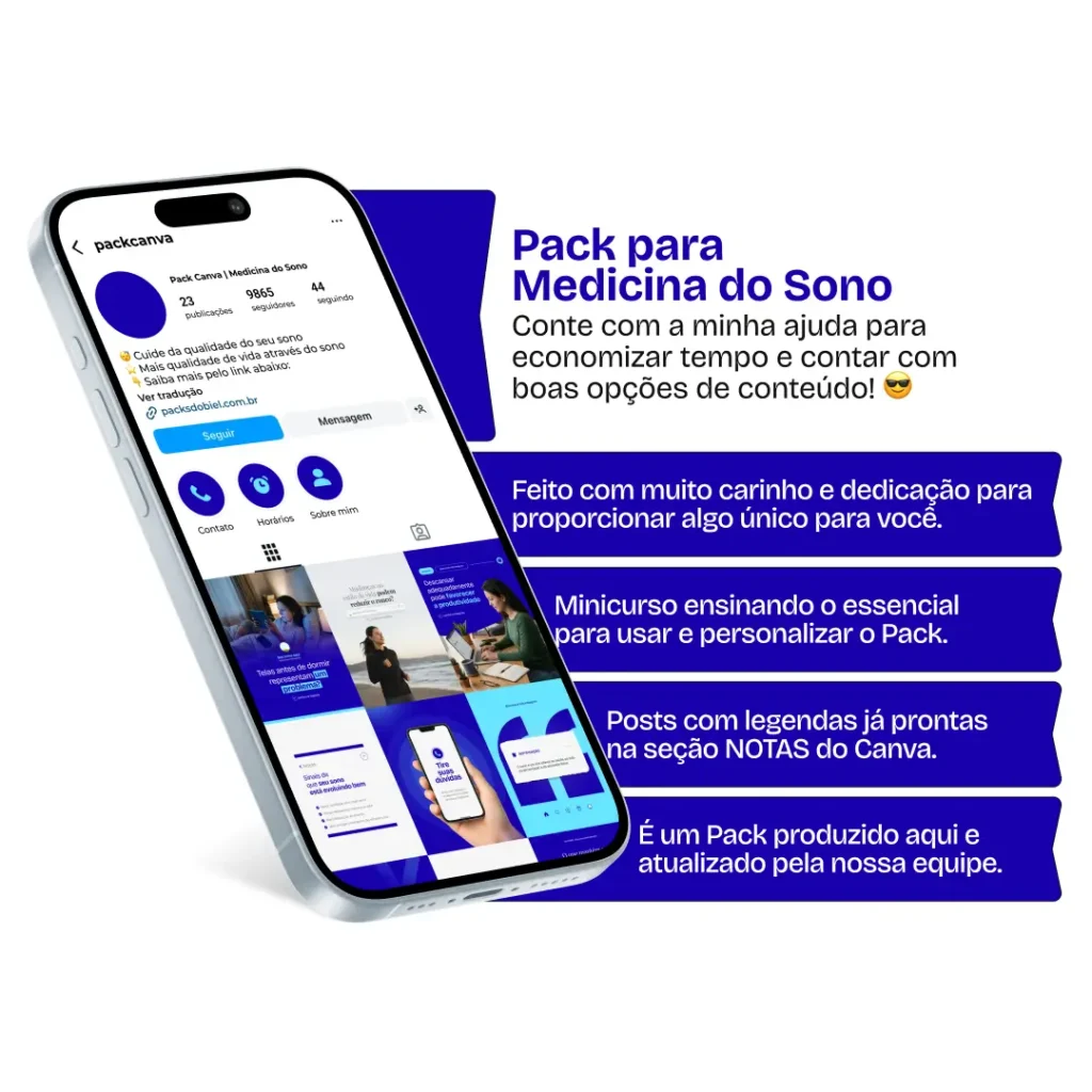 Posts para perfil de medicina do sono no Instagram com templates Canva sobre sono e saúde