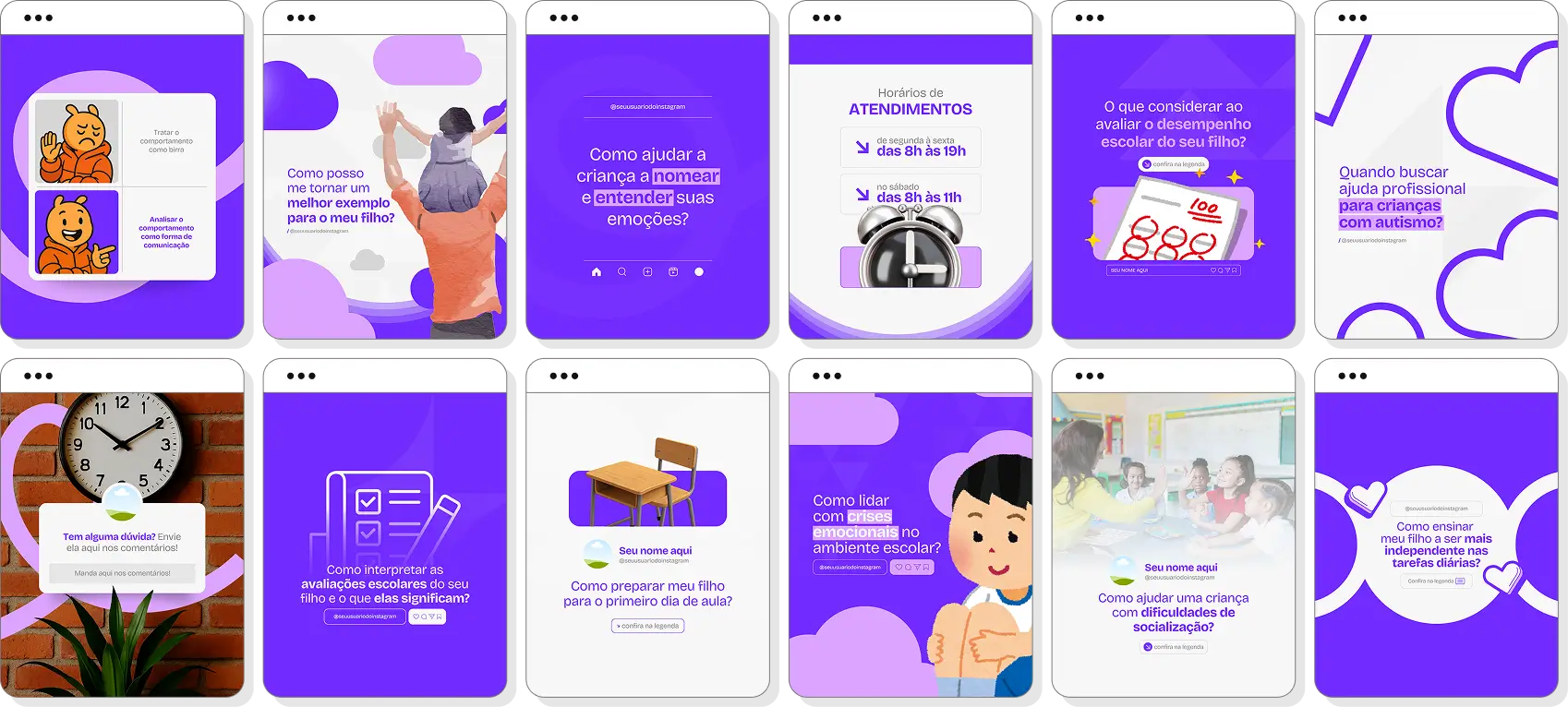 Ideias de post para pedagogia com pack de conteúdo para Instagram sobre ensino e educação infantil