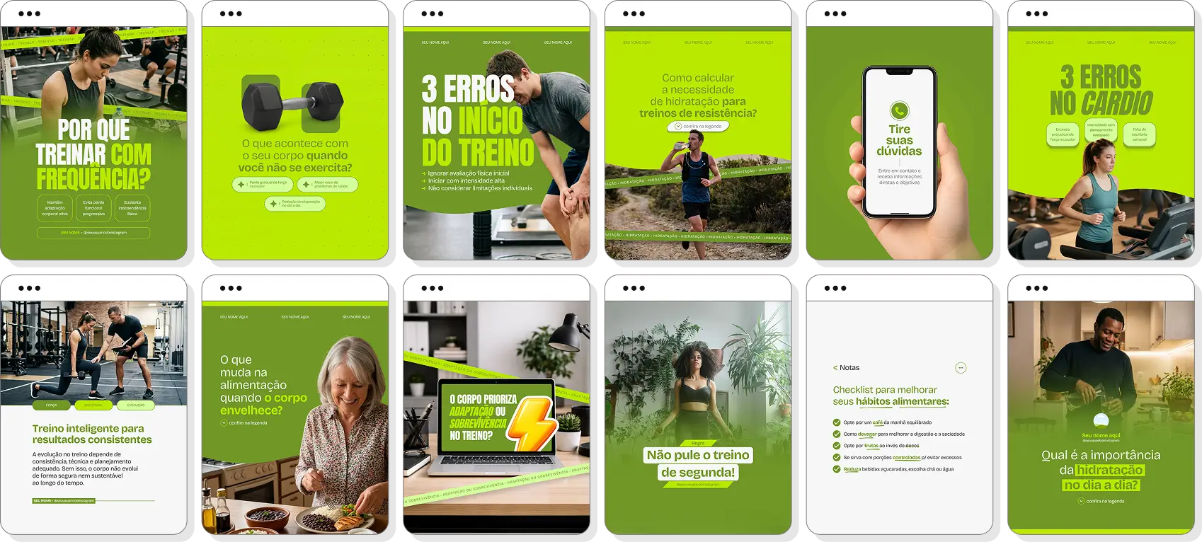 Posts para personal trainer com ideias de conteúdo para Instagram sobre treino, saúde e performance física