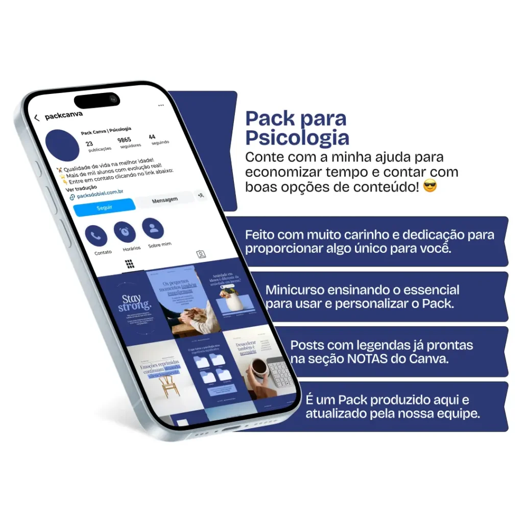 Pack de posts editáveis psicologia com Instagram de terapia e desenvolvimento emocional