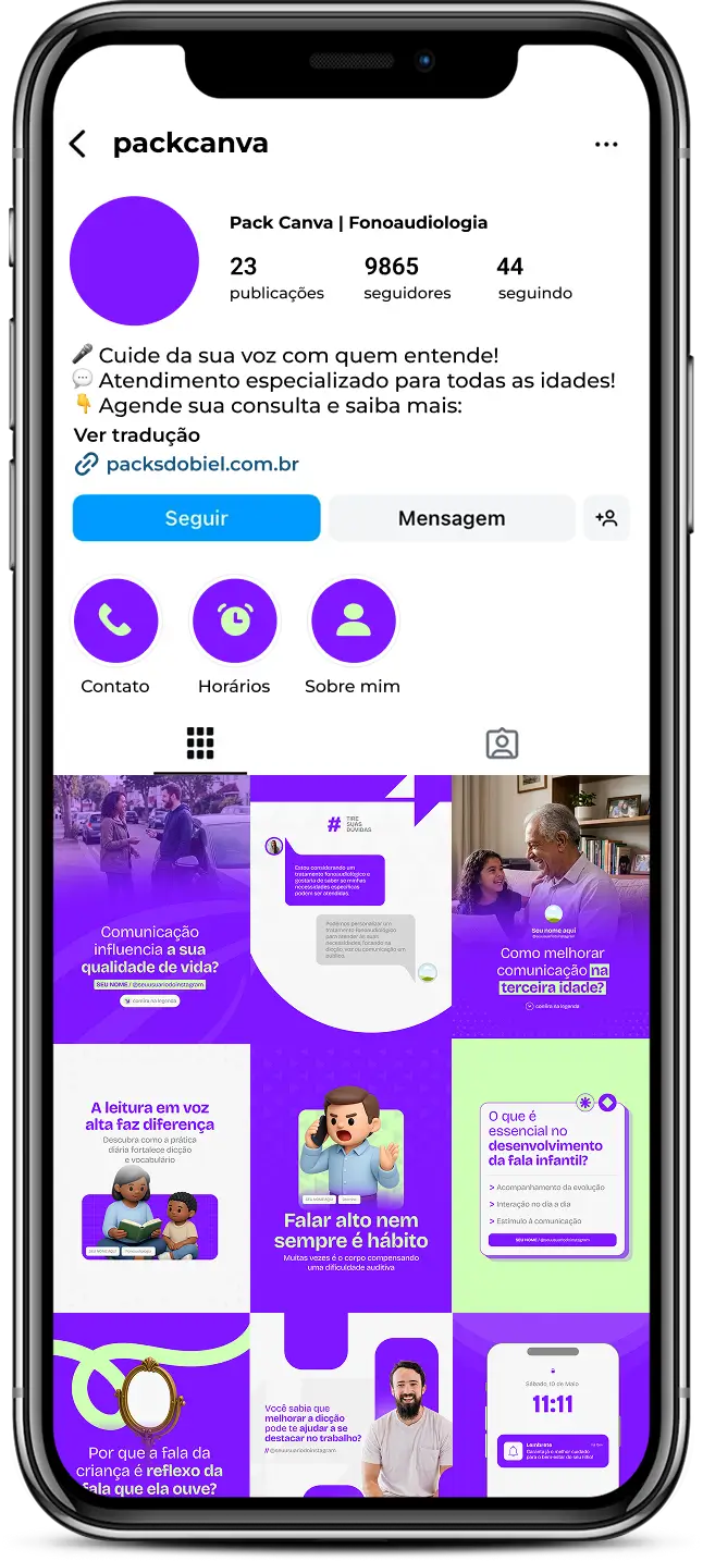 Posts para fonoaudiologia com ideias de conteúdo para Instagram sobre comunicação, audição e linguagem