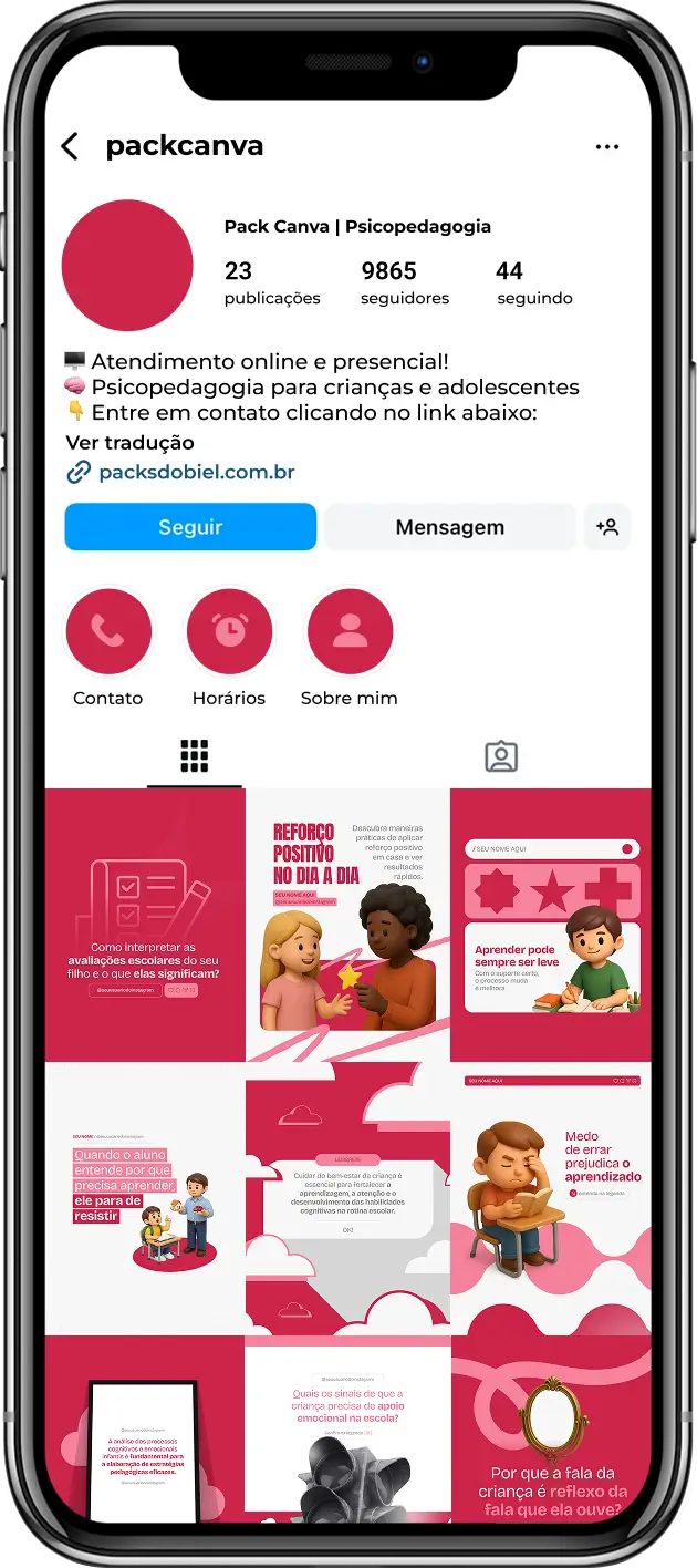 Posts para psicopedagogia com ideias de conteúdo para Instagram sobre educação e aprendizagem escolar