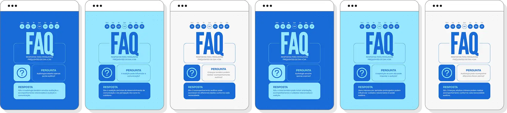 Posts para perfil de audiologia no Instagram com templates Canva sobre audição e prevenção