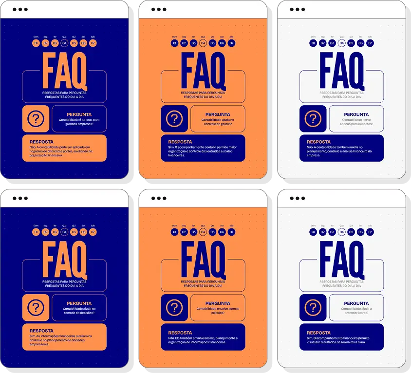 Pack de posts editáveis para Instagram contabilidade com foco em impostos e organização financeira