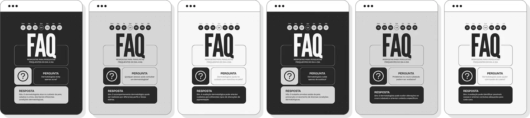 Pack de posts para dermatologista com ideias de conteúdo para Instagram de pele e skincare