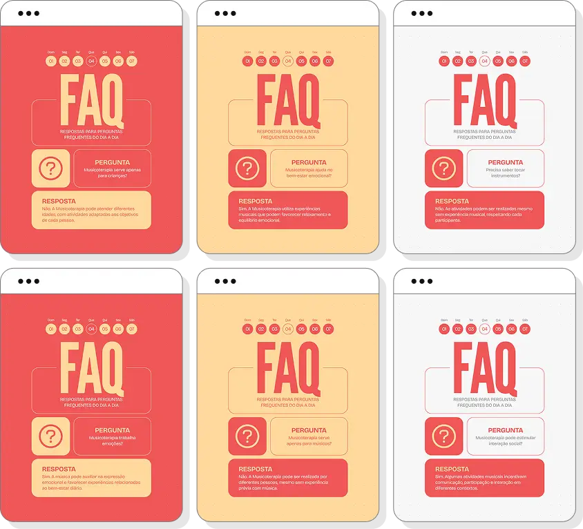 Pack de posts para musicoterapia com ideias de conteúdo para Instagram de música terapêutica