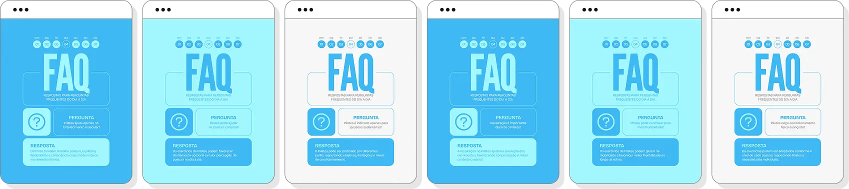 Pack Canva pilates com posts editáveis para Instagram de exercícios, mobilidade e bem-estar corporal