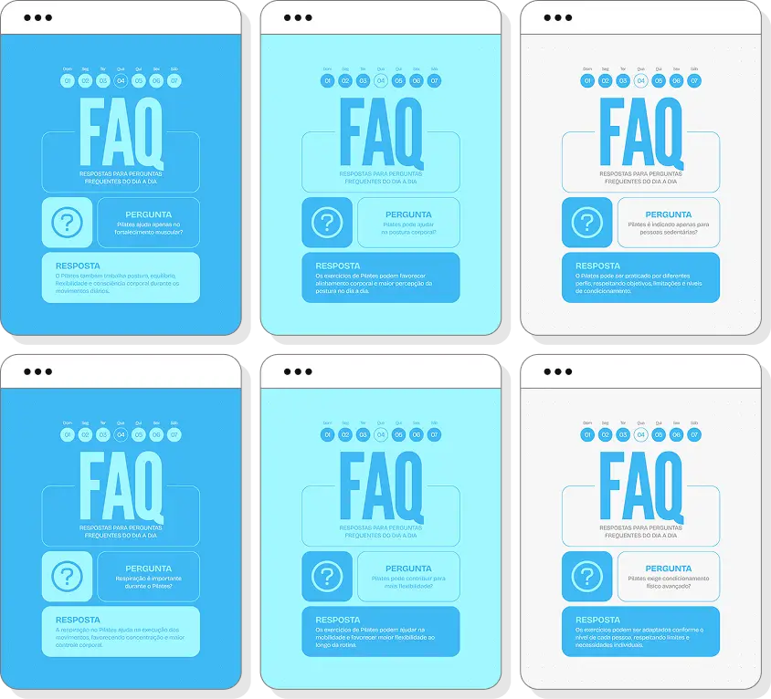 Posts para pilates com ideias de conteúdo para Instagram sobre alongamento, postura e movimento