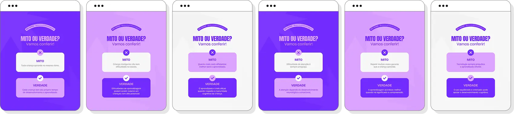 Pack Canva pedagogia com posts para Instagram de alfabetização e desenvolvimento da aprendizagem
