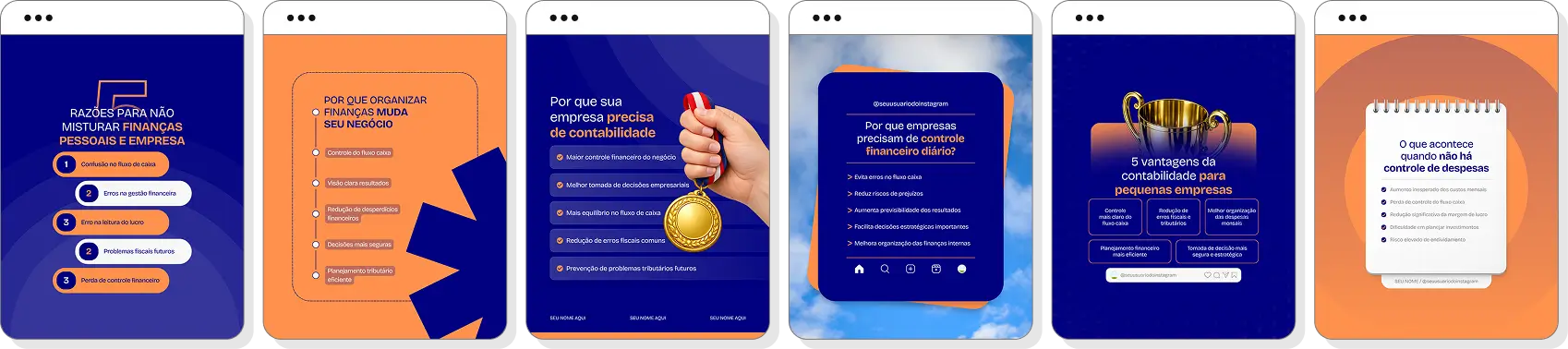 Pack Canva contabilidade com artes para Instagram de finanças, tributos e planejamento financeiro