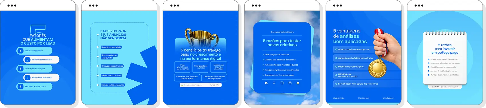 Pack Canva gestor de tráfego com artes para Instagram de tráfego pago e captação de clientes
