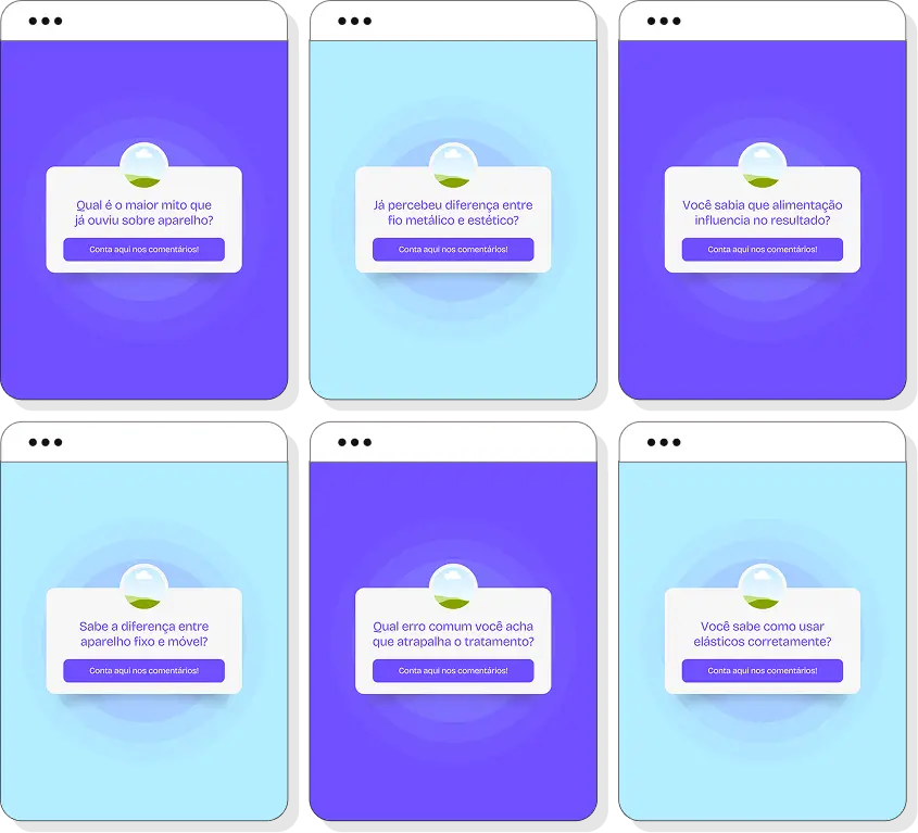 Pack de ortodontia com conteúdos editáveis para Instagram de aparelhos e sorriso saudável