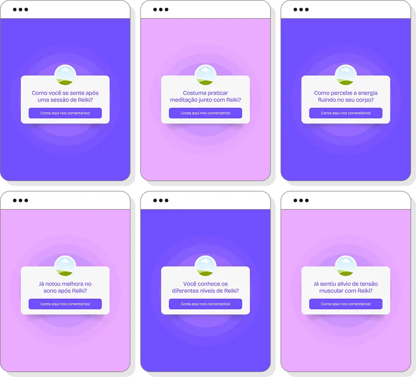 Posts para Instagram reiki com pack de templates Canva para energia e desenvolvimento pessoal