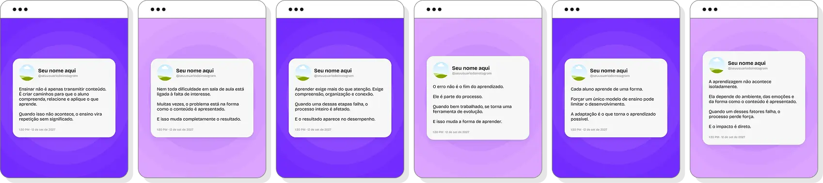 Pack Canva pedagogia com conteúdos editáveis para social media de educação e aprendizagem escolar