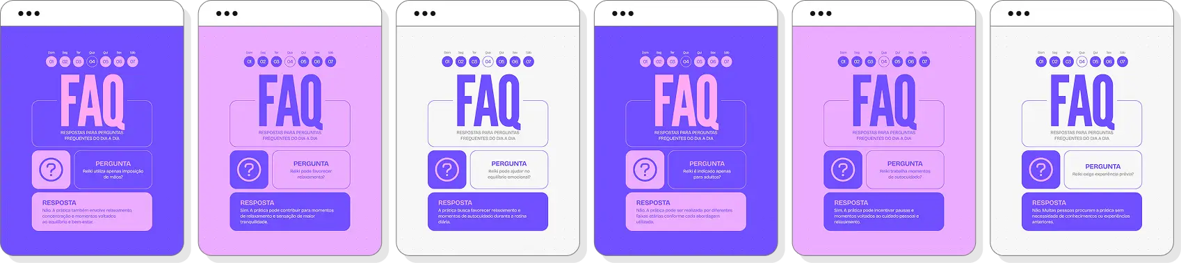 Pack de posts para reiki com templates no Canva para Instagram sobre equilíbrio, energia e bem-estar