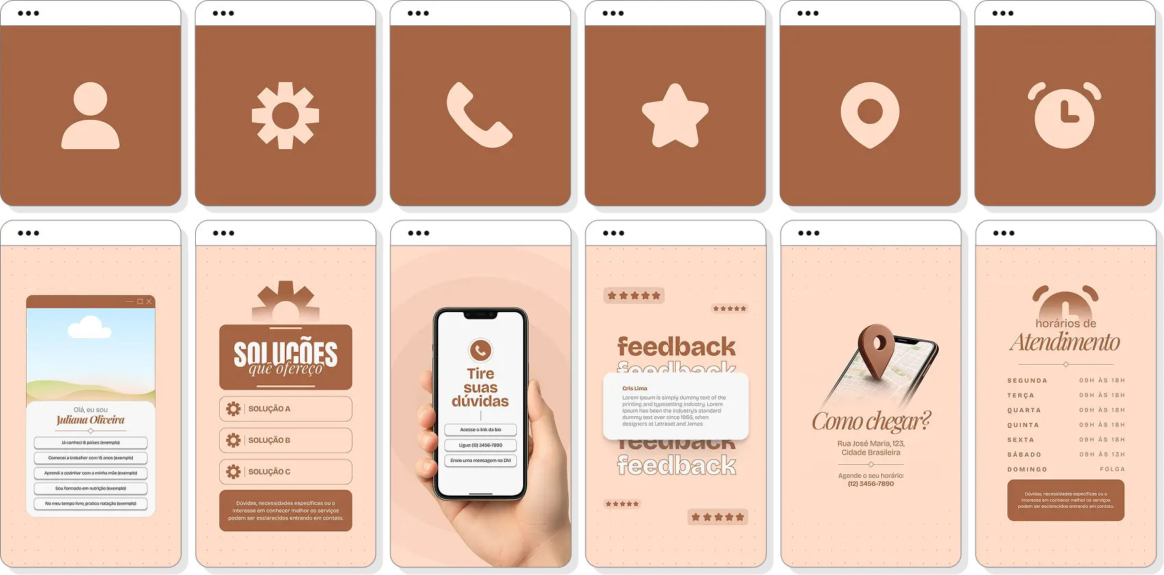 Stories para destaques do Instagram com a temática de cores do Pack Psicoterapia