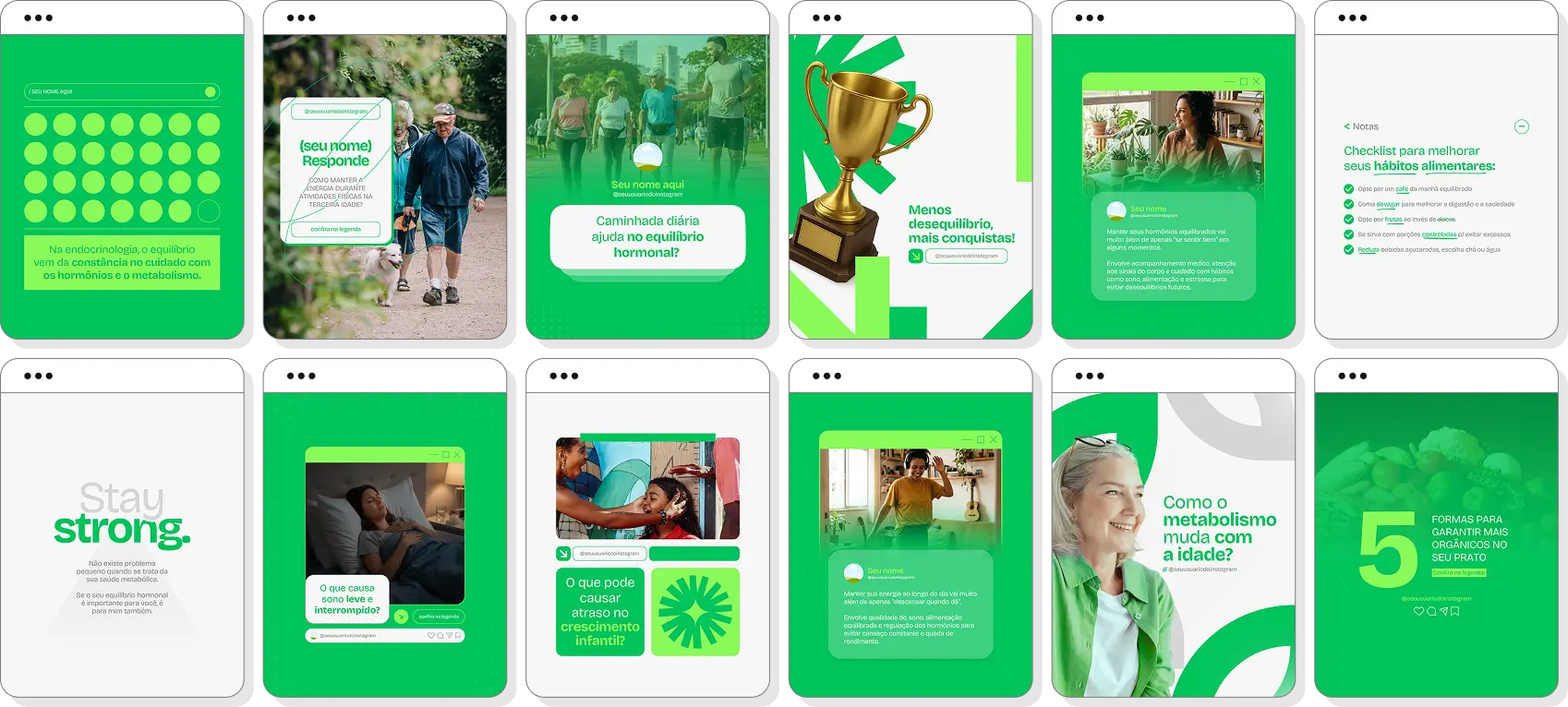 Posts para Instagram endocrinologia com pack de templates Canva para endocrinologistas