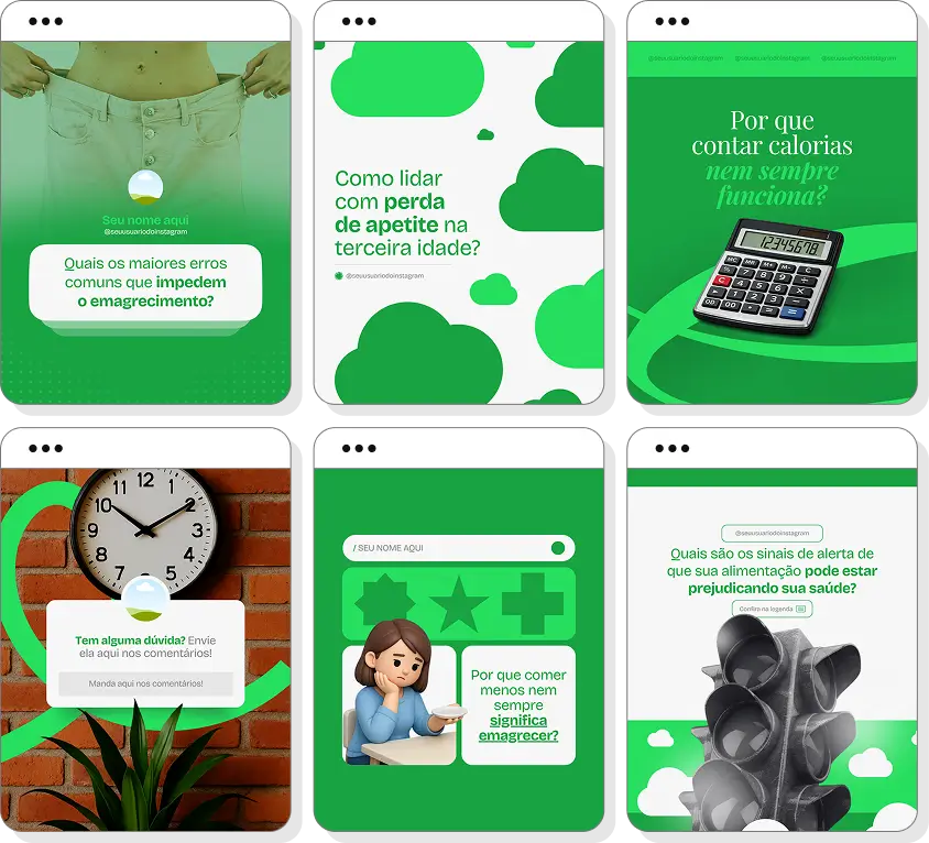 Social media nutrologia com pack de posts para Instagram de alimentação saudável e saúde