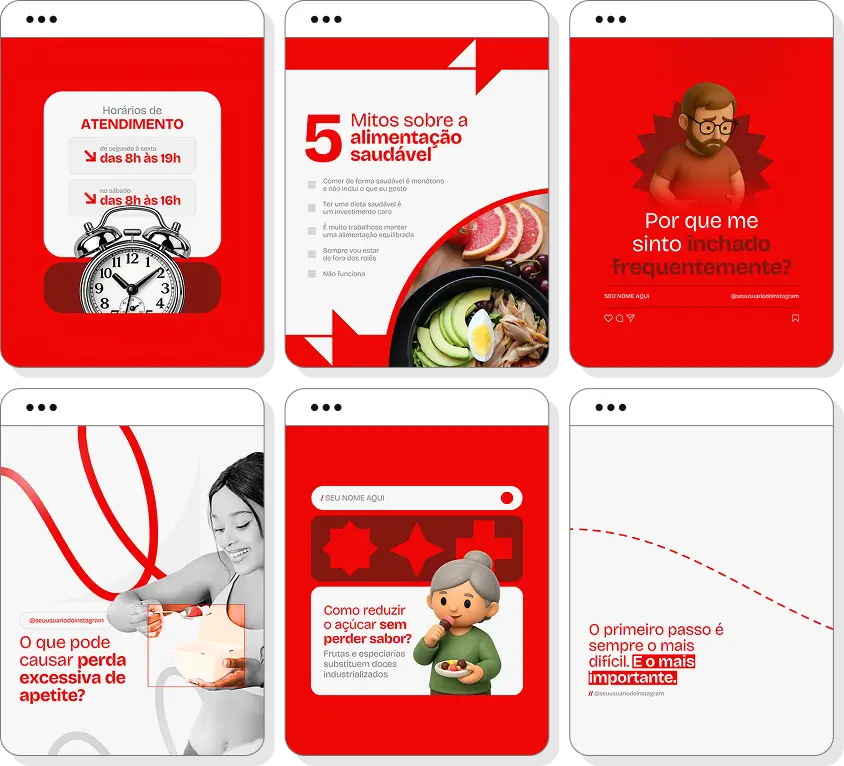 Pack de posts para Instagram personal trainer com artes editáveis sobre musculação e atividade física