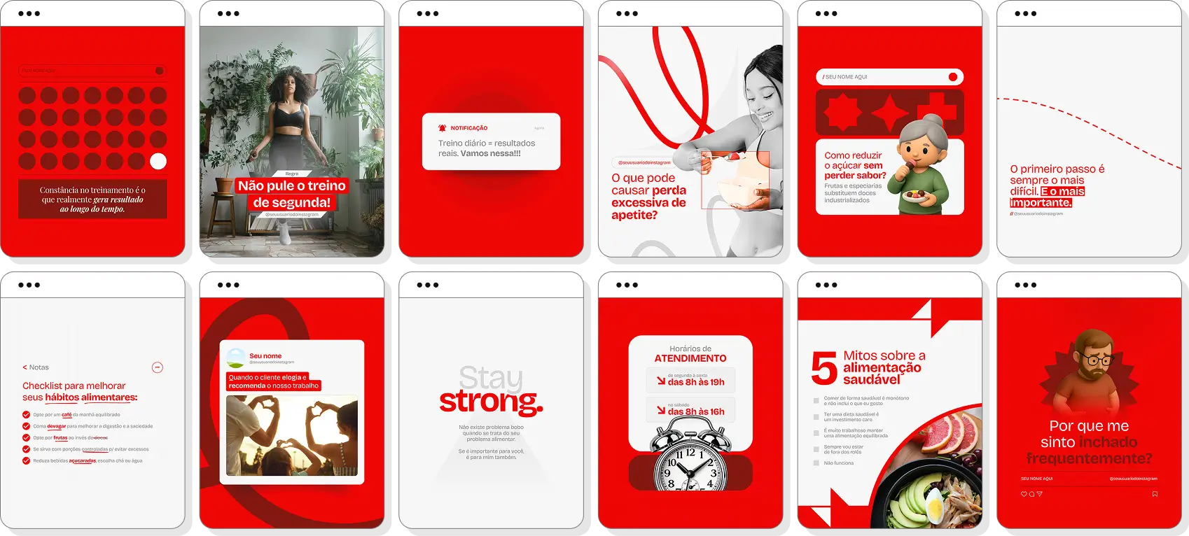 Posts para personal trainer com ideias de conteúdo para Instagram sobre treino e qualidade de vida