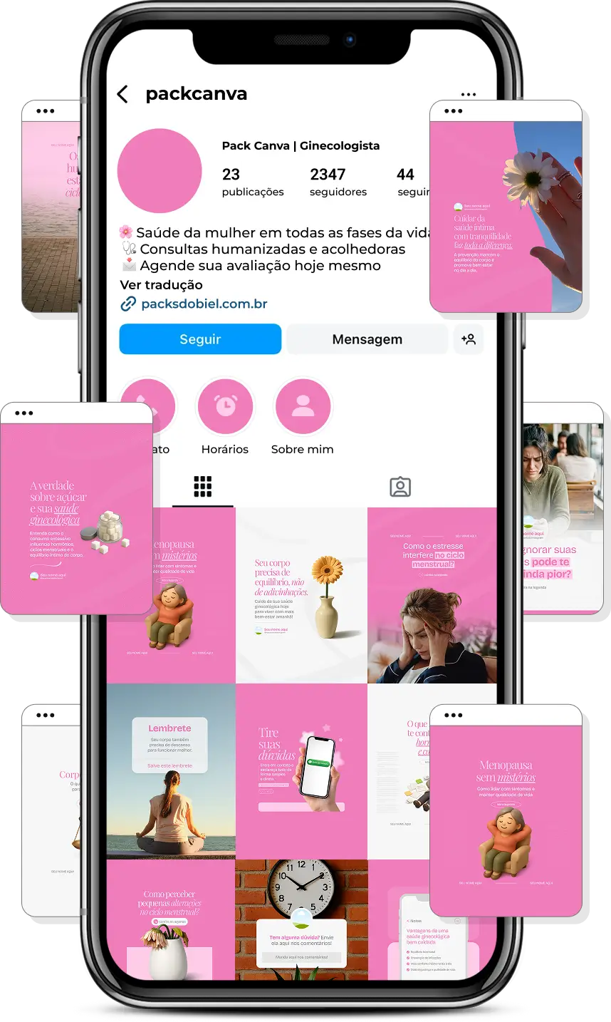 Ideias de post para ginecologista com pack de conteúdo para Instagram sobre ginecologia preventiva