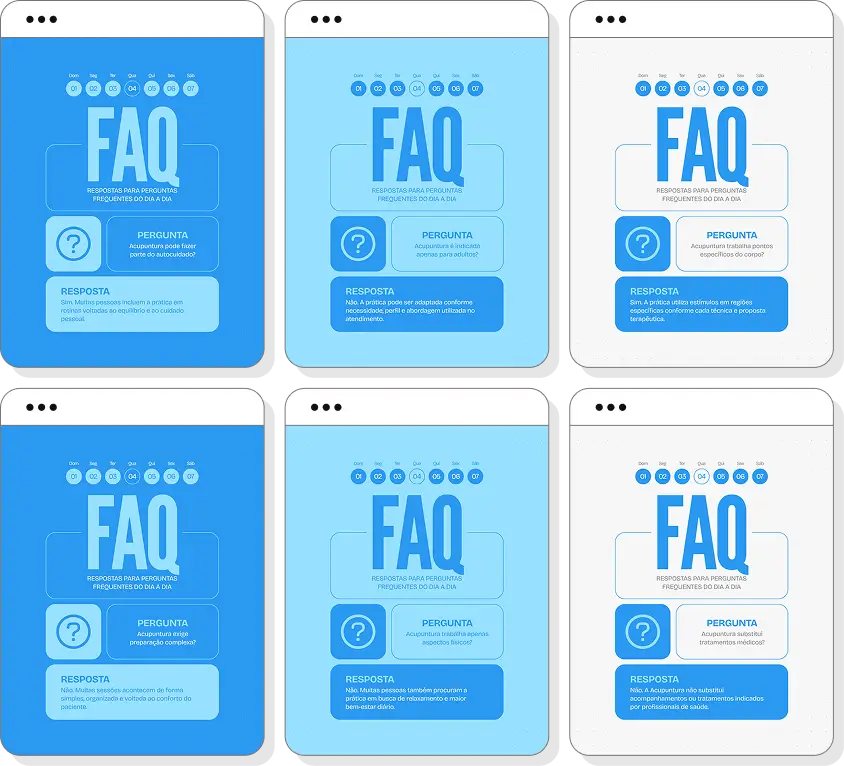 Pack Canva acupuntura com posts para Instagram de agulhamento terapêutico e bem-estar corporal