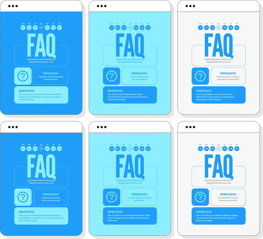 Pack de posts autismo com conteúdo para Instagram de inclusão, respeito e conscientização