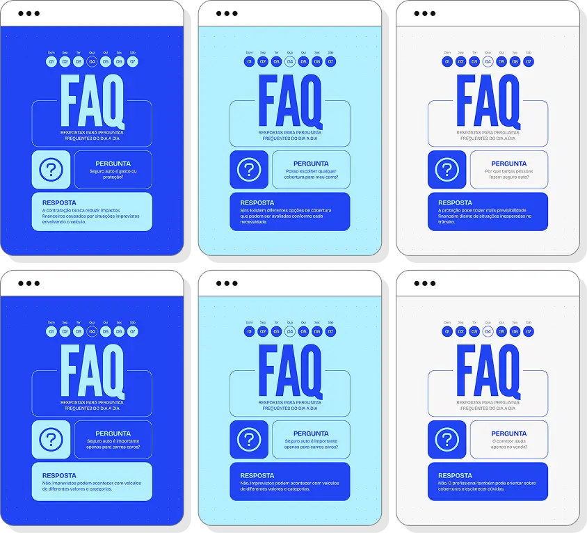Pack Canva corretor de seguro auto com conteúdos editáveis para social media de seguros automotivos