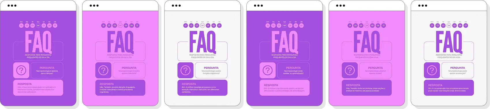 Pack de posts editáveis para Instagram neuropsicologia com foco em memória e atenção