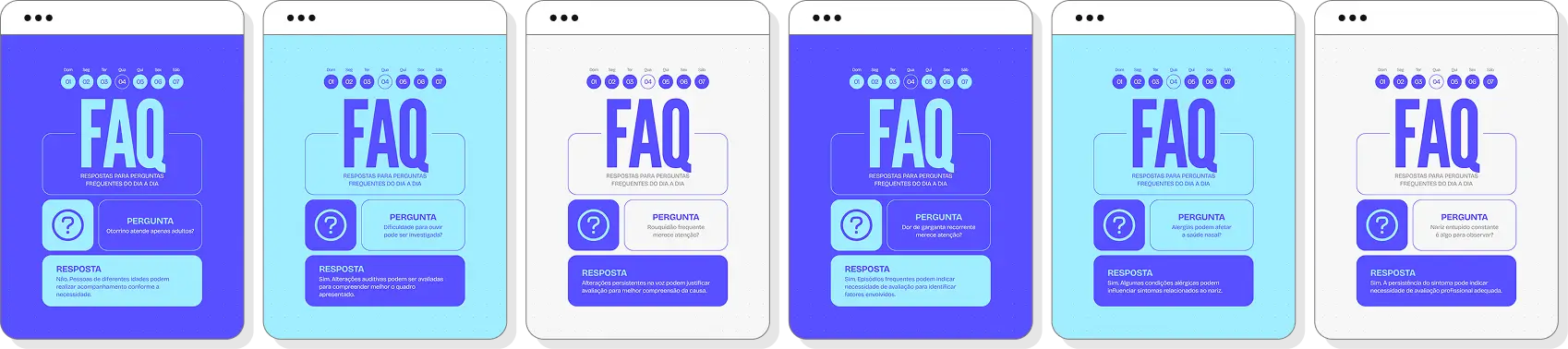 Pack social media otorrinolaringologia com templates para Instagram de ouvido, nariz e garganta