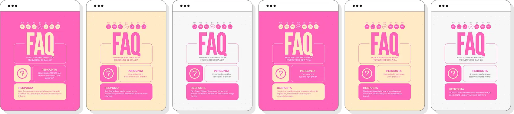 Posts para pediatria com pack de conteúdo editável no Canva para Instagram de saúde infantil