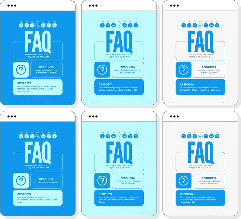 Pack de posts podologia com conteúdo para Instagram de prevenção e saúde podológica'''