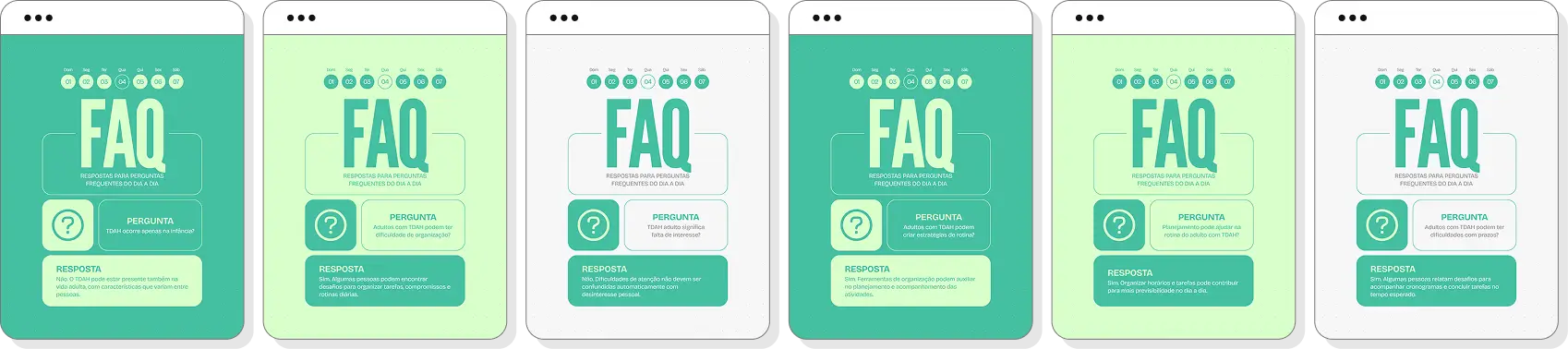 Pack de posts para TDAH adulto com ideias de conteúdo para Instagram de produtividade e foco