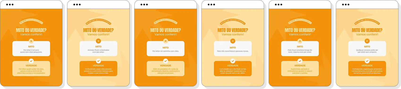 Posts para pet sitter com pack de conteúdo editável no Canva para Instagram de cuidados pet
