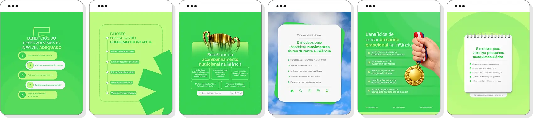 Pack social media desenvolvimento infantil com templates para Instagram de crescimento e desenvolvimento
