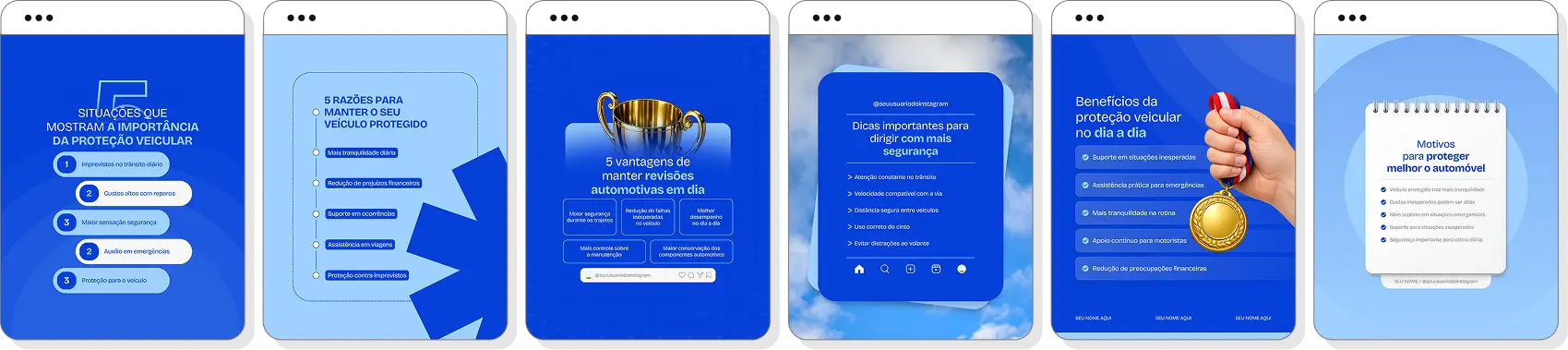 Pack Canva proteção veicular com artes para Instagram de proteção automotiva e veículos